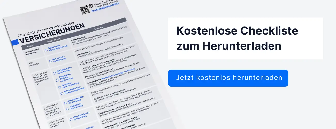 meisterwerk - Checkliste für Versicherungen fürs Handwerk
