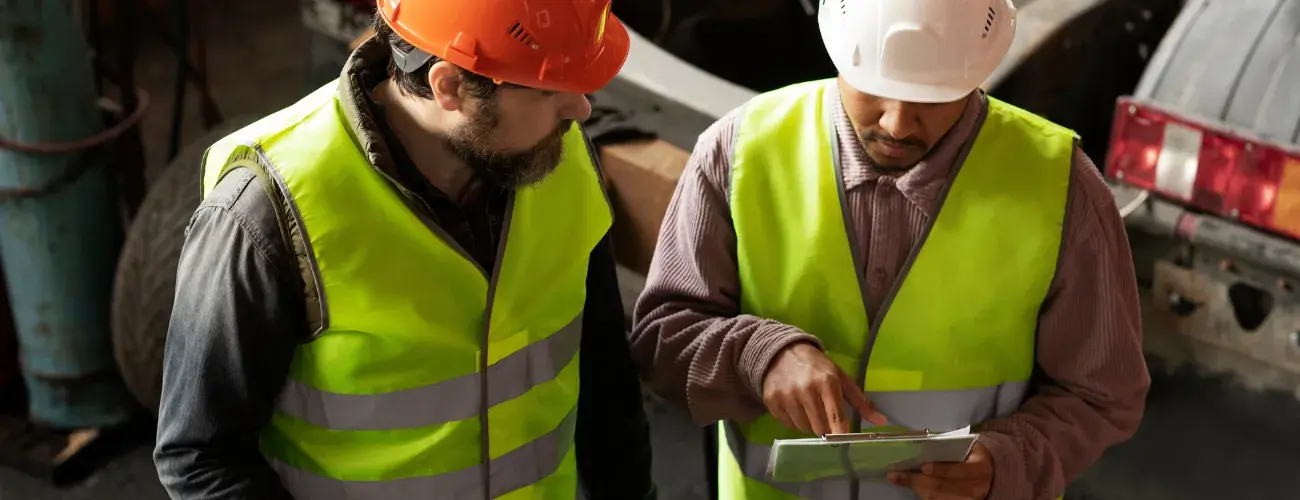 Zwei Handwerker beim Warten einer Maschine