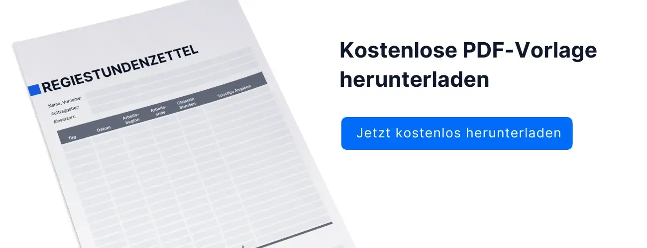 Regiestundenzettel als gratis PDF Vorlage herunterladen