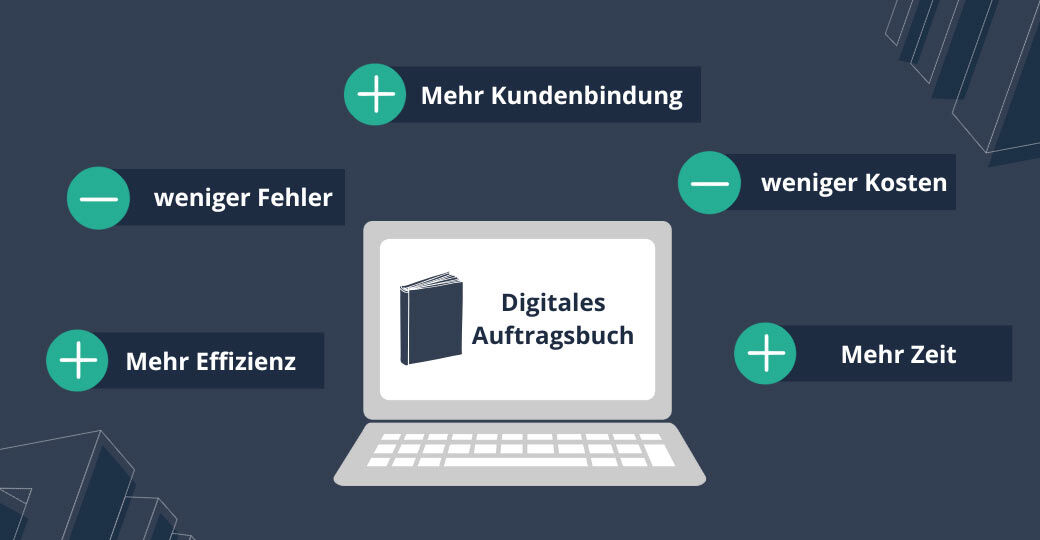 Das digitale Auftragsbuch hat mehrere Vorteile: Mehr Effizienz, Kundenbindung und Zeit. Weniger Kosten und Fehler.