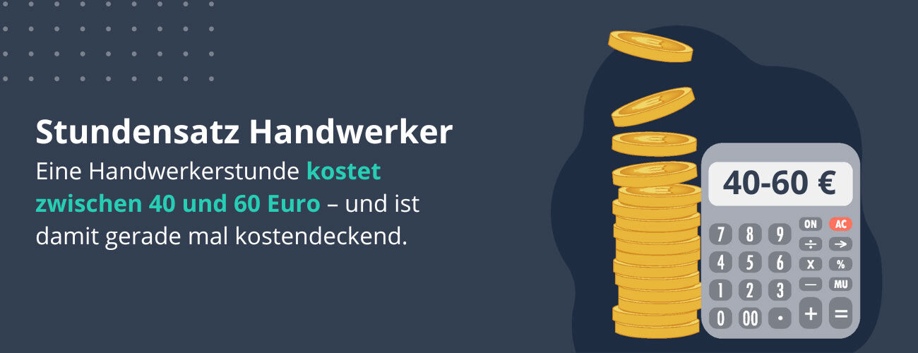 Eine Handwerkerstunde kostet zwischen 40 und 60 Euro – und ist damit gerade mal kostendeckend