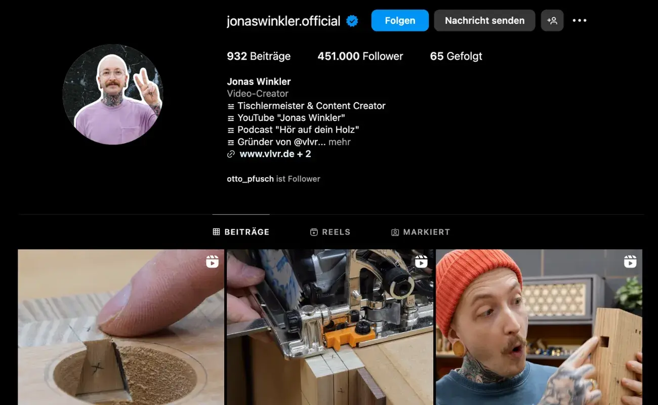 Jonas Winkler - Baufluencer Instagram Profil