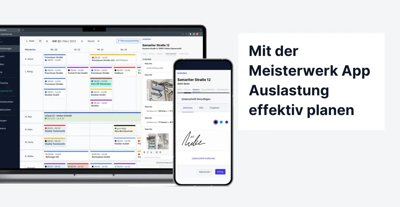 Mit der Meisterwerk App Auslastung effektiv planen